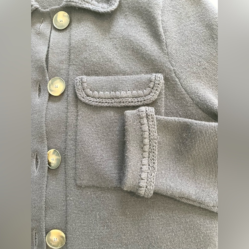 Sézane Navy Crochet Betty Cardigan Jacket - Picture 5 of 9